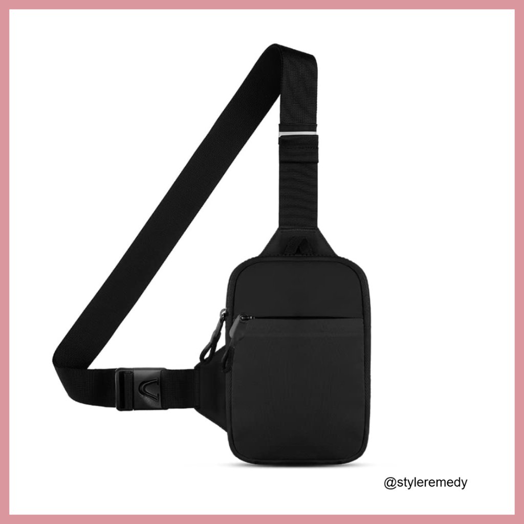 Water Resistant Mini Crossbody Sling Bag With Dual Pockets For Running